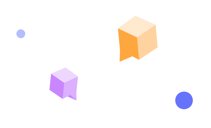 Accent illustration with floating Qbits