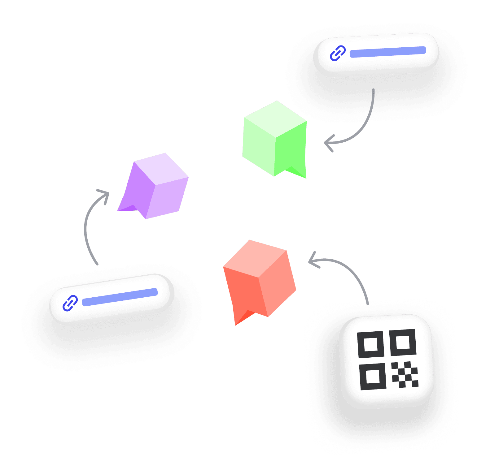 Floating Qbits, links, and QR code.