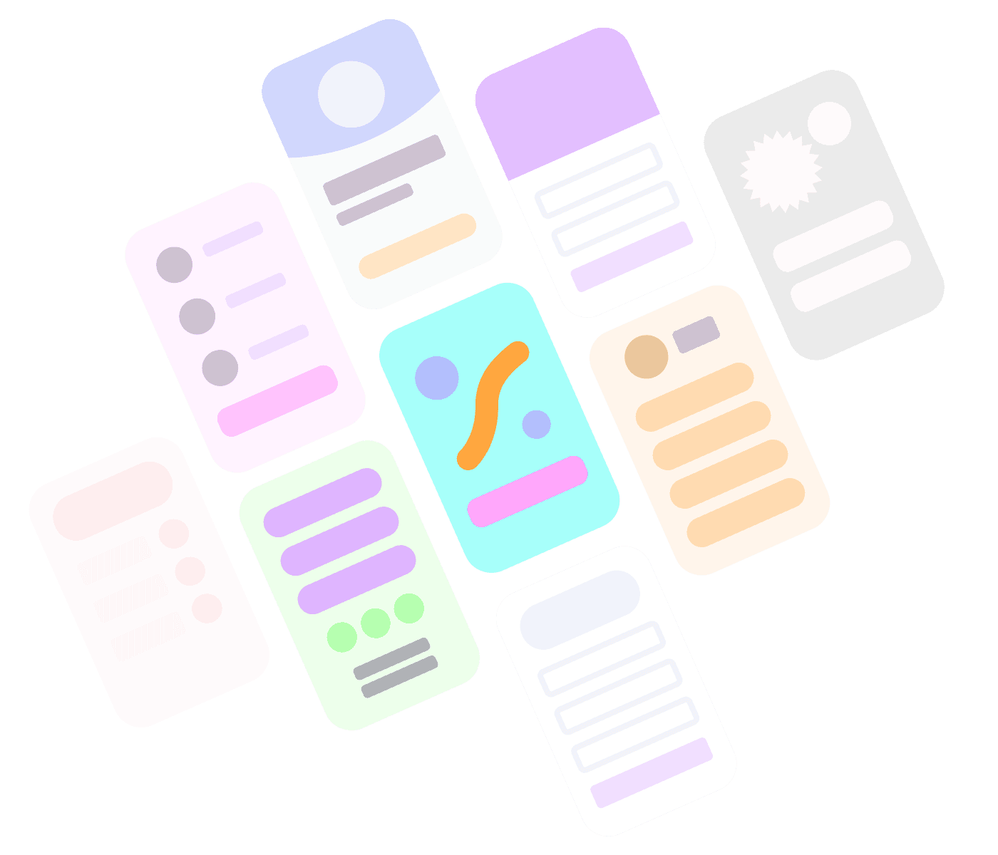 A cartoonized illustration of different page templates.